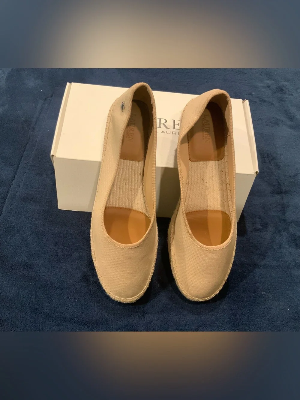 Ralph Lauren Beige Canvas Espadrille Flats- Women’s size 11